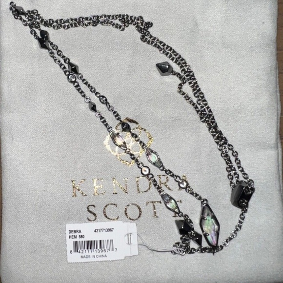 KENDRA SCOTT Debra Hematite Cubic Zirconia Adjustable Choker Necklace NEW - Picture 1 of 7